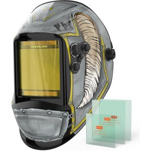 image:imageYESWELDER Large View Auto Darkening Welding Helmet Blue Light Blocking 1111 True Color Solar Powered Welder Hood Mask with 4 Arc Sensors Wide Shade 359913 for TIG MIG ARC CUT and GRINDViking