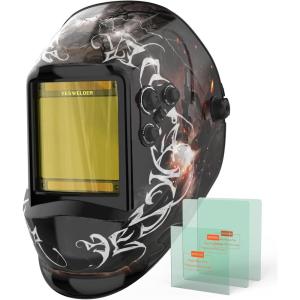 image:imageYESWELDER Large View Auto Darkening Welding Helmet Blue Light Blocking 1111 True Color Solar Powered Welder Hood Mask with 4 Arc Sensors Wide Shade 359913 for TIG MIG ARC CUT and GRINDFlare Lightning