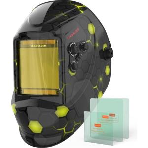 image:imageYESWELDER Large View Auto Darkening Welding Helmet Blue Light Blocking 1111 True Color Solar Powered Welder Hood Mask with 4 Arc Sensors Wide Shade 359913 for TIG MIG ARC CUT and GRINDLYGM800HA