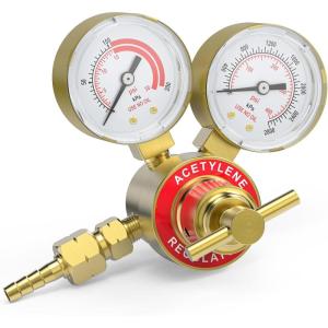 image:imageYESWELDER Acetylene and Oxygen Regulator CGA540 and CGA200 Welding Gas Gauges With 91618 Outlet Thread and 14 Hose Connector THandleAcetylene Regulator