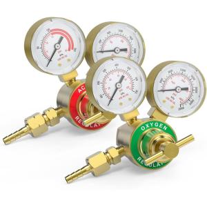 image:imageYESWELDER Acetylene and Oxygen Regulator CGA540 and CGA200 Welding Gas Gauges With 91618 Outlet Thread and 14 Hose Connector THandleAcetyleneOxygen Regulator