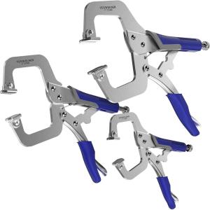 image:imageYESWELDER CClamp Set of 3 Sizes 6 9 11 inches  Robust Design HeatTreated Jaws ChromePlated Alloy Steel for Reliable Home or Workshop UseBlue