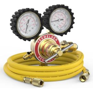 image:imageYESWELDER Nitrogen Regulator with Hose 0800 PSI and 04000PSI Output Pressure CGA580 Inlet Connection and 14 male flare fitting0800 PSI