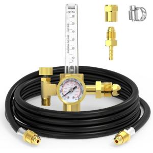image:imageYESWELDER Welding Gas Regulator Flow Meter with Gas Hose LeakProof Argon CO2 Pressure Gauge with Universal MultiInterface Suitable for MIG TIG Welding MachinesGas Regulator with Hose