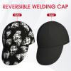 image:imageYESWELDER Reversible Welding Cap Skull Style 260g Fireproof Martin Outer Fabric amp 100 Cotton Lining HeatResistant Protective Welders Cap Multipl for Man or Woman BlackWhiteBlack white