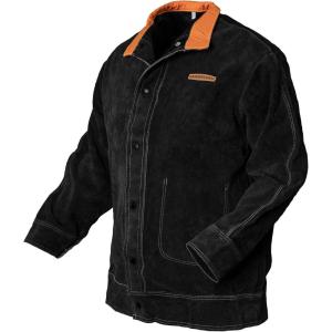 image:imageYESWELDER Leather Welding Jacket for Men Women Heavy Duty welder jacket Heat Flame Resistant Welding CoatBlack