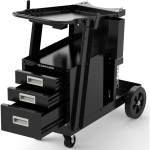 image:imageYESWELDER Welding Cart with Large Capacity Lockable Cabinet for MIGTIGStick Welders and Plasma Cutters Heavy Duty 360 Swivel Wheels Welding TrolleyWelding Cart with 3 Drawers