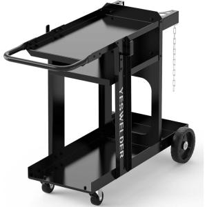 image:imageYESWELDER Welding Cart with Large Capacity Lockable Cabinet for MIGTIGStick Welders and Plasma Cutters Heavy Duty 360 Swivel Wheels Welding TrolleyWelding cart with extended platform