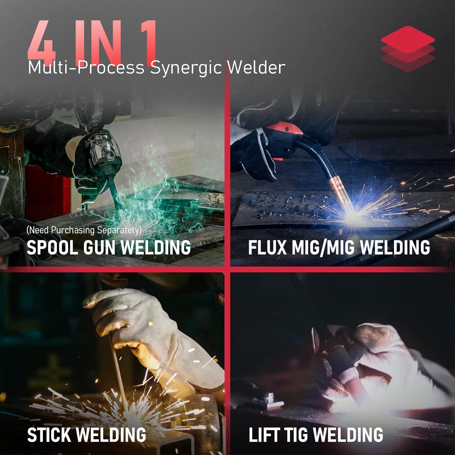 image:imageYESWELDER 200Amp Aluminum MIG Welder YWM200 110220V Dual Voltages MIG Flux Cord Stick Lift TIG Multi Proces MIG Welding MachineSpool Gun CompatibleYWM200