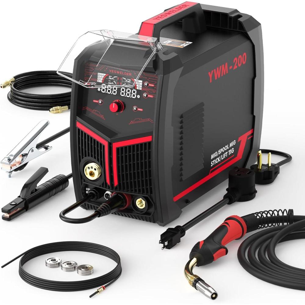 image:imageYESWELDER 200Amp Aluminum MIG Welder YWM200 110220V Dual Voltages MIG Flux Cord Stick Lift TIG Multi Proces MIG Welding MachineSpool Gun CompatibleYWM200