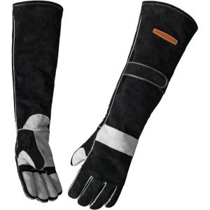 image:imageYESWELDER 16 Inches932Leather Forge MIG Welding Gloves with Kevlar Stitching HeatFire Resistant Palm Reinforcements BlackGrayOne Size Long