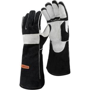 image:imageYESWELDER 16 Inches932Leather Forge MIG Welding Gloves with Kevlar Stitching HeatFire Resistant Palm Reinforcements BlackGraySmall Pack of 1 one pair