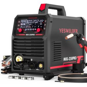 image:imageYESWELDER 160A MIG Welder 110V220V Dual Voltage 4 in 1 Gas MIGFlux Core MIGLift TIGStick Multiprocess Large LED Digital Display MIG Welding MachineMIG Welder 250A