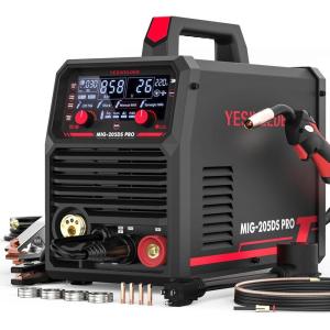 image:imageYESWELDER 160A MIG Welder 110V220V Dual Voltage 4 in 1 Gas MIGFlux Core MIGLift TIGStick Multiprocess Large LED Digital Display MIG Welding MachineMIG Welder 205A