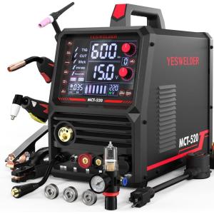 image:imageYESWELDER Multifunctional Welders ComboampPlasma Cutter 6In1 MIGFlux Core MIGCUTTIGStickSpool Gun Compatible 200A MIGTIGStick amp 50A CUT 110V220V MCT520MCT520
