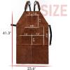 image:imageYESWELDER Leather Welding Work Shop Apron with 6 Pockets Heat Flame Resistant Cowhide Welder Apron Heavy Duty Blacksmith Aprons Adjustable for Welders Men Women Length 41