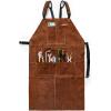 image:imageYESWELDER Leather Welding Work Shop Apron with 6 Pockets Heat Flame Resistant Cowhide Welder Apron Heavy Duty Blacksmith Aprons Adjustable for Welders Men Women Length 41