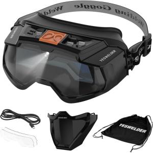 image:imageYESWELDER Auto Darkening Welding Goggles Kit with Mask LED Lighting True Color 2 Arc Sensors Wide Shade 359913 Welding Glasses Welding Helmet for TIG MIG ARC CUT and GrindLyg32110r