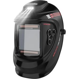 image:imageYESWELDER Auto Darkening Welding Helmet with Rechargeable Fan and Light 393X366Large View 1111 True Color 4 Arc Sensor Solar Powered Welding Hood 359913 Wide Shade Weld Mask LYG30800HLYG30800H