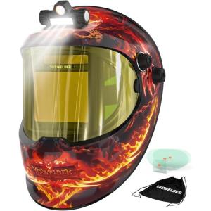 image:imageYESWELDER Auto Darkening Welding Helmet with SIDE VIEW 180 Panoramic View 1111 True Color Solar Powered Welder Hood Wide Shade 359913 Welder Mask for TIG MIG ARC CUT and GRIND LYGQ800DLYGQ800DFS