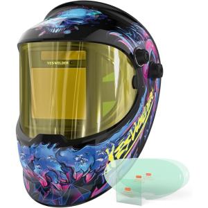image:imageYESWELDER Auto Darkening Welding Helmet with SIDE VIEW 180 Panoramic View 1111 True Color Solar Powered Welder Hood Wide Shade 359913 Welder Mask for TIG MIG ARC CUT and GRIND LYGQ800DLYGQ800DCP