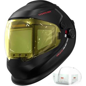 image:imageYESWELDER Intelligent AutoAdjustment AutoDarkening Welding Helmet 180 Panoramic View True Color 1111 Internal Digital Display Wide Shade 348914 for MIGTIGStickTackGrindCutPanoramic View AutoShade