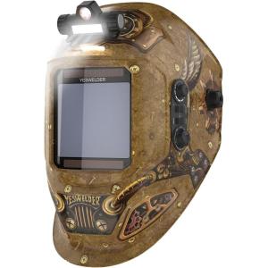 image:imageYESWELDER Auto Darkening Welding Helmet with LED Light 1111 True Color Large Viewing 393X366 Welding Hood with 4 Arc Sensor Wide Shade 459913 for TIG MIG ARC Cut LYG17800FST