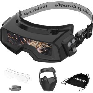 image:imageYESWELDER True Color Auto Darkening Welding Goggles Wide Shade Range 459913 with Grinding Welding Glasses Welder Mask Welding Helmet for TIG MIG ARC Plasma CutCheckerboard Pattern