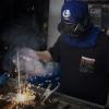 image:imageYESWELDER Blue Welding Hood with Neck Shoulder Drape  Welding Caps