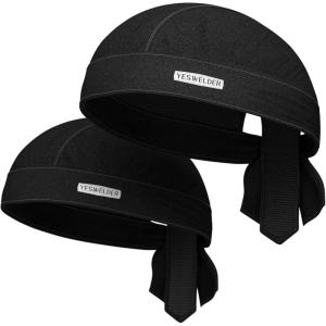 image:imageYESWELDER Welding Cap FlameResistant Protective Welders Cap Black Welding Hat for Men and Women Doo Rag Bandana Hat 2PcsBlack 2pk