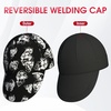 image:imageYESWELDER Reversible Welding Cap with Elastic Retractable Band Skull Style 260g Fireproof Martin outer fabric amp 100 cotton lining HeatResistant Protective Welders Cap Available for Man or WomanBlack white