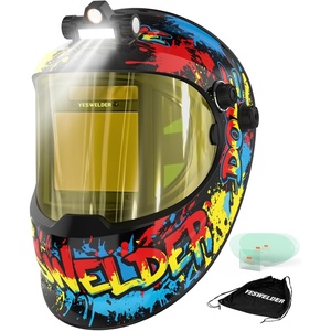 image:imageYESWELDER Auto Darkening Welding Helmet with SIDE VIEW and LED 180 Panoramic View 1111 True Color Solar Powered Welder Hood Wide Shade 359913 Welder Mask for TIG MIG ARC CUT and GRINDLYGQ800DSGLED