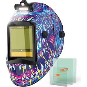 image:imageYESWELDER Intelligent AutoShade Auto Darkening Welding Helmet Large View with LED Digital Filter 1111 True Color Solar Powered Shade 359915 Welder Mask for MIGTIGStickCutGrindLYGM910DBM