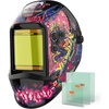 image:imageYESWELDER Auto Darkening Welding Helmet with Blue Light Blocking Large View 393x366 Inch True Color 1111 Optical Clarity Shade 359913 Solar Powered 4 Arc SensorsBlack Graffiti
