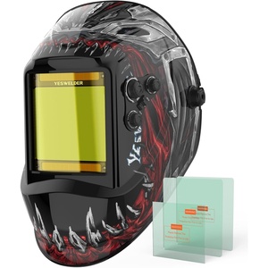 image:imageYESWELDER Auto Darkening Welding Helmet with Blue Light Blocking Large View 393x366 Inch True Color 1111 Optical Clarity Shade 359913 Solar Powered 4 Arc SensorsShark
