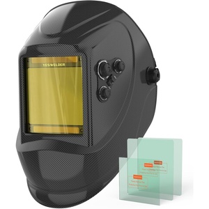 image:imageYESWELDER Auto Darkening Welding Helmet with Blue Light Blocking Large View 393x366 Inch True Color 1111 Optical Clarity Shade 359913 Solar Powered 4 Arc SensorsChecked