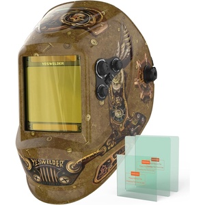image:imageYESWELDER Auto Darkening Welding Helmet with Blue Light Blocking Large View 393x366 Inch True Color 1111 Optical Clarity Shade 359913 Solar Powered 4 Arc SensorsSteampunk