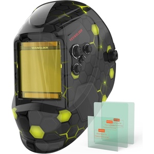 image:imageYESWELDER Auto Darkening Welding Helmet with Blue Light Blocking Large View 393x366 Inch True Color 1111 Optical Clarity Shade 359913 Solar Powered 4 Arc SensorsLYGM800HA