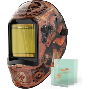 image:imageYESWELDER Auto Darkening Welding Helmet with Blue Light Blocking Large View 393x366 Inch True Color 1111 Optical Clarity Shade 359913 Solar Powered 4 Arc SensorsRusty Gear