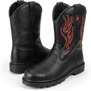 image:imageYESWELDER Steel Toe Welding Boots PullOn Leather Work BootsBlack
